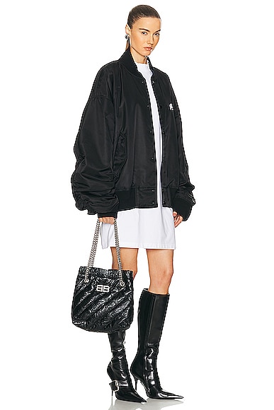 Shop Balenciaga Quilted Crush Tote Small Bag In Black
