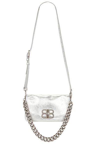 BB Soft Flap Small Bag in Metallic Silver