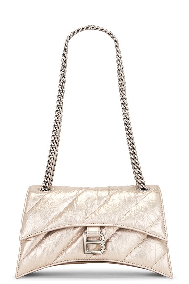 Shop Balenciaga Crush Small Chain Bag In Stone Beige