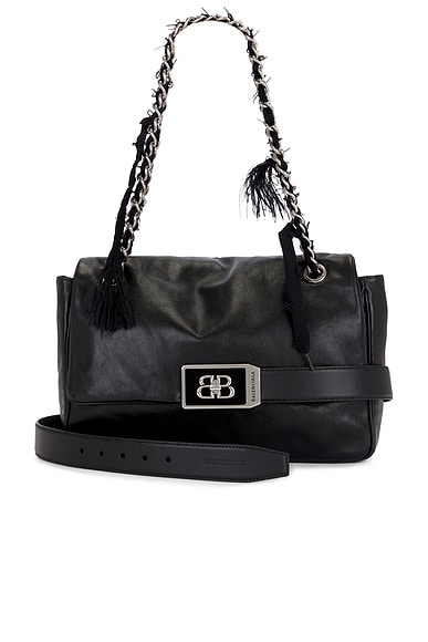 Balenciaga Modu Flap Medium Chain Bag in Black