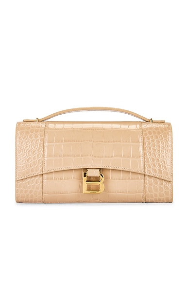 Hourglass Embossed Croc Pouch Handle Bag