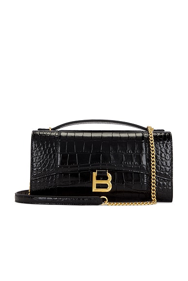 Hourglass Embossed Croc Pochette Bag