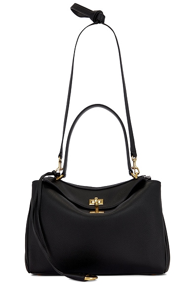 Balenciaga Rodeo Small Grained Leather Top Handle Bag in Black