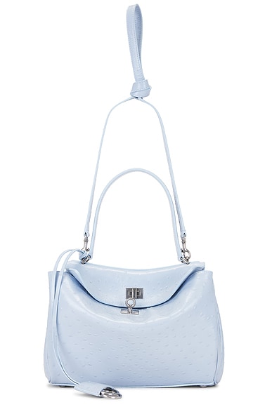 Balenciaga Rodeo Small Ostrich Top Handle Bag in Cloudy Blue