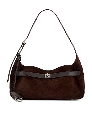 Balenciaga Bel Air Small Suede Shoulder Bag in Light Espresso