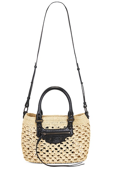 Balenciaga Le City Small Basket Bag in Natural & Black