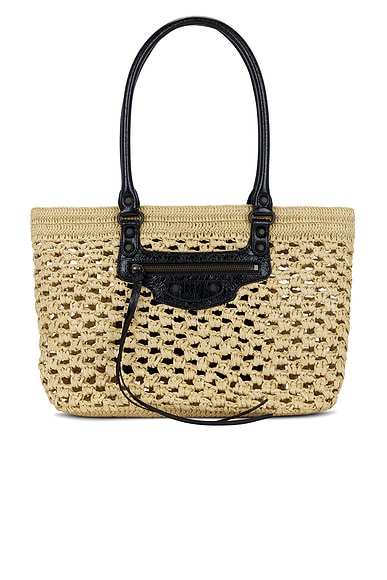 Balenciaga Le City Medium Basket Bag in Natural & Black