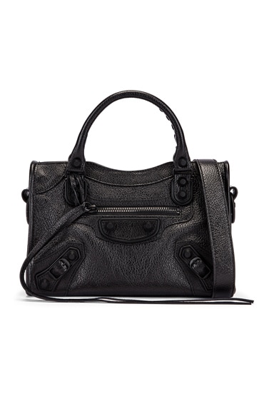 Balenciaga Mini Leather City Bag in Black | FWRD