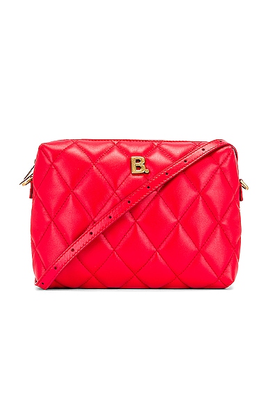 Balenciaga B Quilted Leather Camera Bag in Bright Red | FWRD