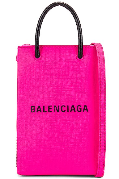 Balenciaga Shop Phone Holder Bag in Acid Fuchsia | FWRD