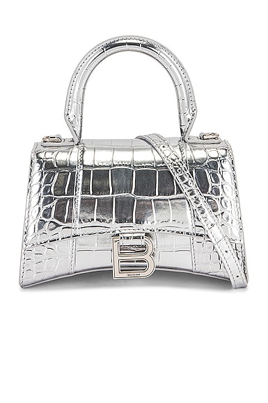 FIRE PRICE* Balenciaga Hourglass XS Silver Rhinestones Top Handle Bag –  Sellier