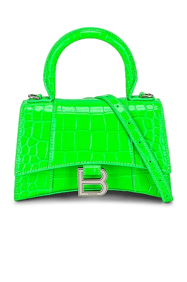 Balenciaga Xs Hourglass Top Handle Bag In Fluo Green | ModeSens