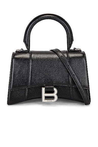 Balenciaga XS Hourglass Top Handle Bag in Black FWRD