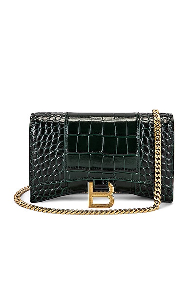Balenciaga Hourglass Wallet On Chain Bag in Forest Green