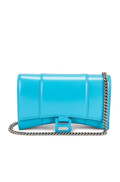 Balenciaga Hourglass Wallet On Chain Bag In Azur