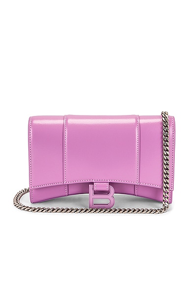 Balenciaga Hourglass Wallet On Chain Bag In Lilac