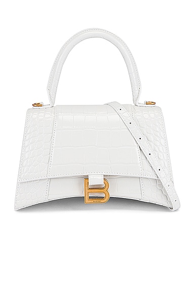 Small Hourglass Top Handle Bag in White
