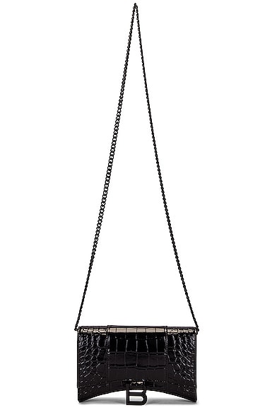 Balenciaga Hourglass Wallet on Chain Bag in Black