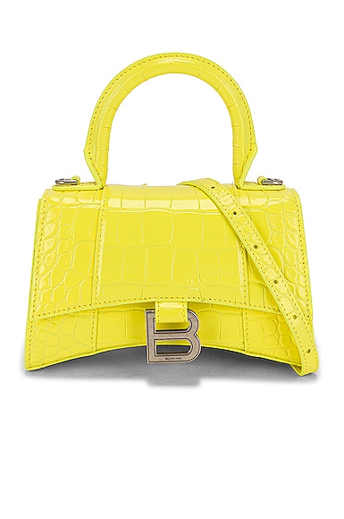 Balenciaga XS Hourglass Top Handle Bag in Light Yellow