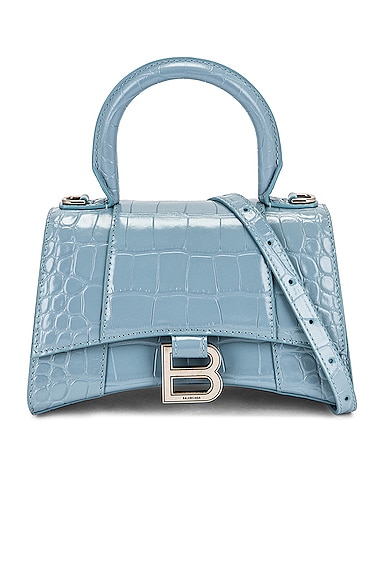 Balenciaga XS Hourglass Top Handle Bag in Blue Grey