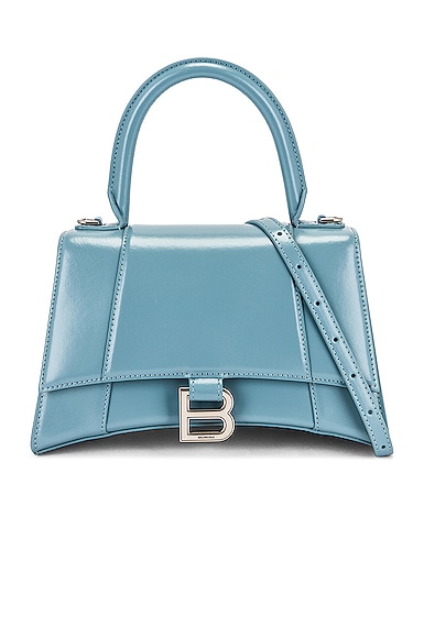 Balenciaga Small Hourglass Top Handle Bag in Blue Grey | FWRD
