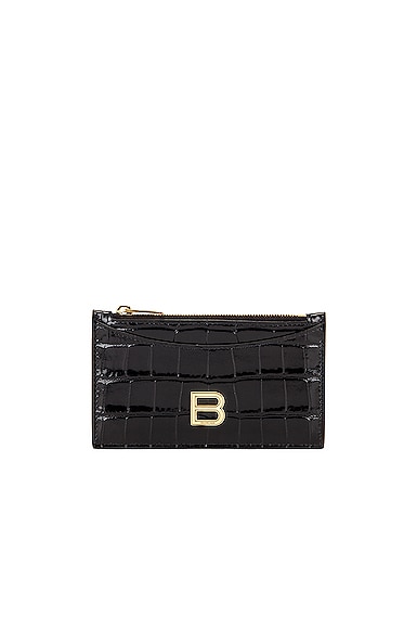 Balenciaga Hourglass Long Coin and Card Holder in Black