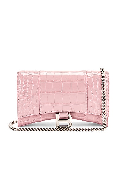 Balenciaga Hourglass Wallet on Chain Bag in Powder Pink | FWRD