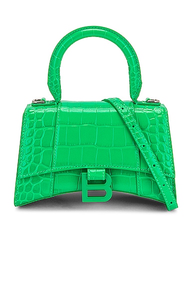 Balenciaga XS Hourglass Top Handle Bag in Vivid Green