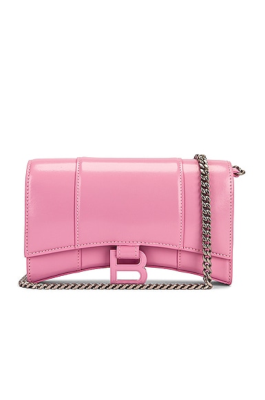 バレンシアガ☆2色 Hourglass Wallet On Chain satin bows Balenciaga Hourglass Wallet on Chain Bag in Candy Pink | FWRD