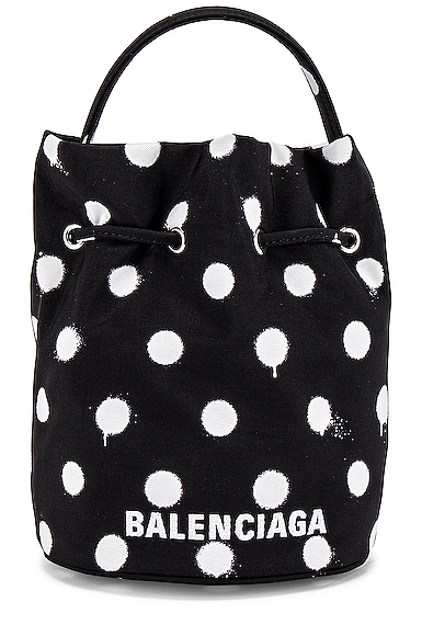 Balenciaga Wheel Nylon Bucket Bag In Black