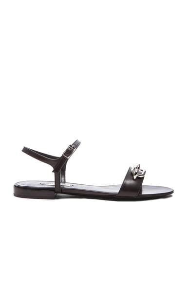 Balenciaga Ankle Strap Calfskin Sandals in Black | FWRD