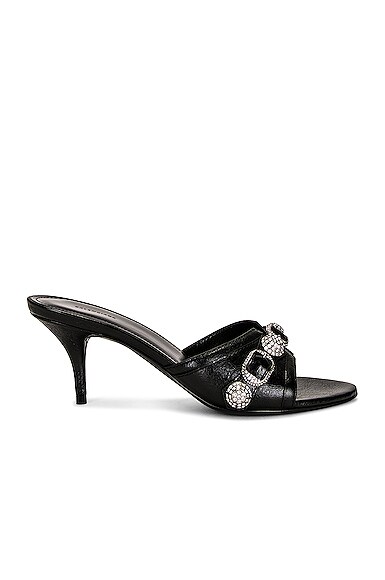 BALENCIAGA カコルオフントゥサンタル 694342WAD4E 5081 Balenciaga CAGOLE サンダル - Black & Nickel Strass | FWRD