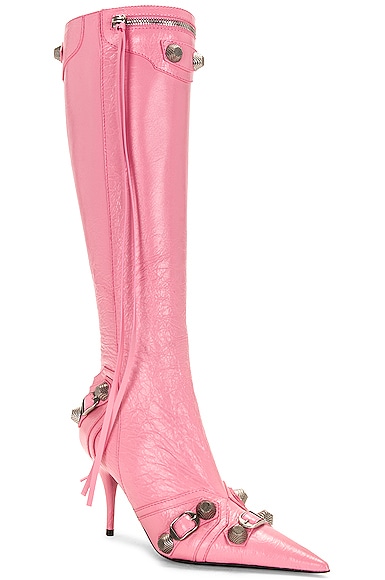 Shop Balenciaga Cagole Boot In Sweet Pink & Silver