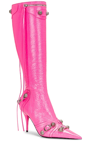 Shop Balenciaga Cagole Boot In Fluo Pink
