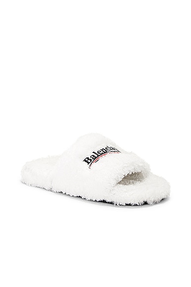 Shop Balenciaga Furry Slide In White