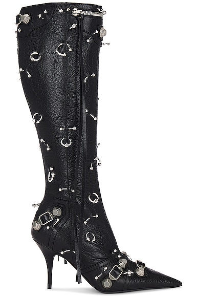 Balenciaga Cagole Pierced Boot in Black & Silver