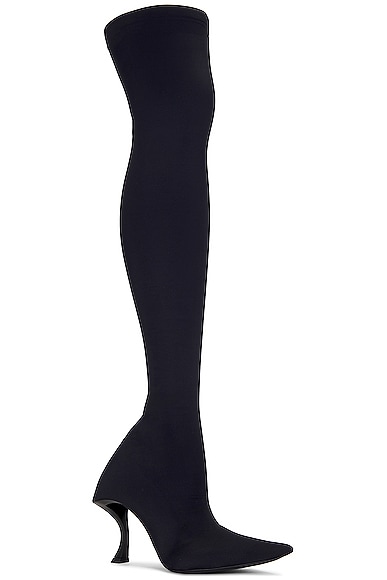 Shop Balenciaga Hourglass Over The Knee Boot In Black