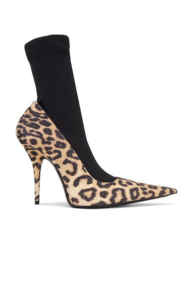 Balenciaga Avenue Sock Boot in Leopard & Black