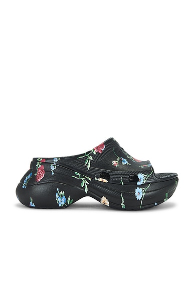 Balenciaga Pool Crocs Sandal in Floral Falling Black