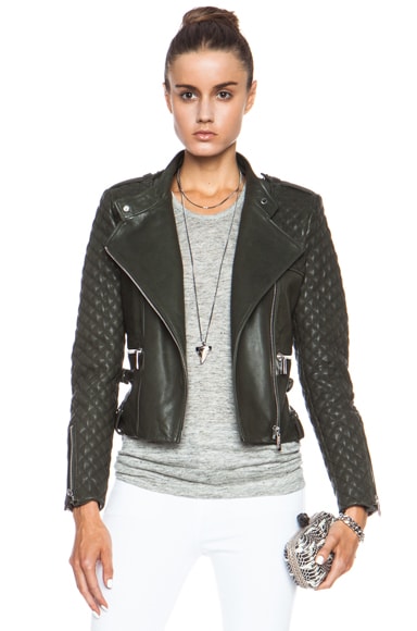 Barbara Bui Quilted Leather Jacket in Green | FWRD