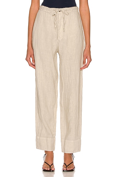 Washed Linen Wide Leg Pant