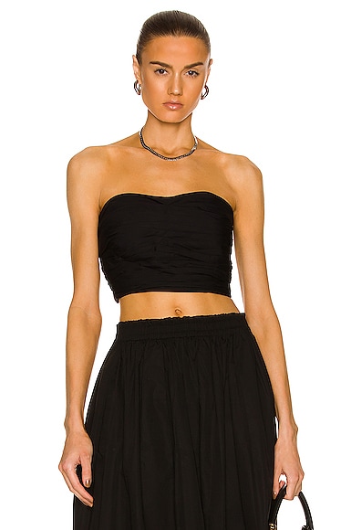 Bassike Gathered Tie Back Top in Black