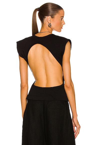 Bassike Cutout Jersey Top in Black