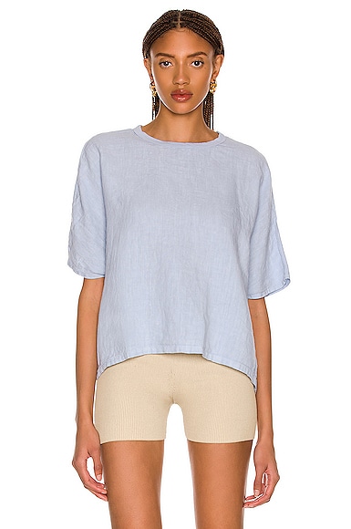 Bassike Washed Batwing Contrast Tee in Baby Blue