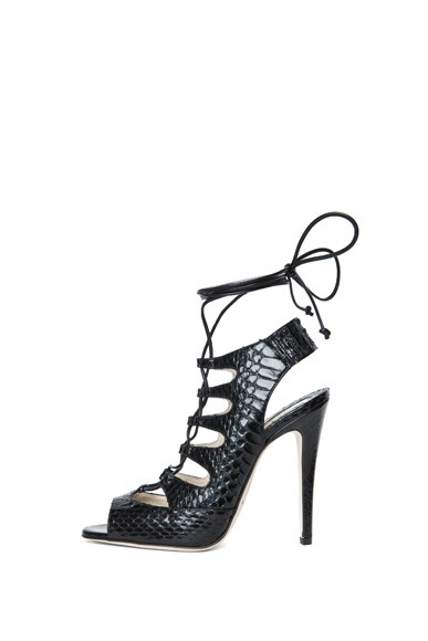 lace up snakeskin heels