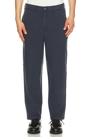 Barbour Cotton Linen Relaxed Trousers in Navy