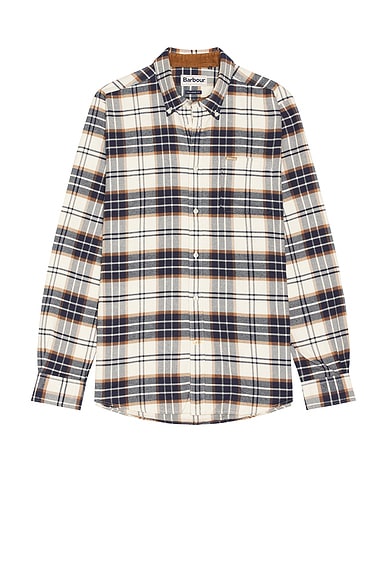 Barbour Portdown Tailored Checked Shirt in Ecru
