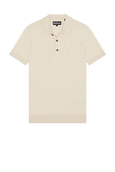 Barbour Buston Knit Polo in Antique White