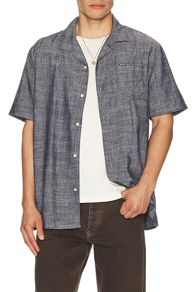 Barbour Bowston Linen Blend Summer Shirt in Dark Navy
