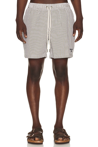 Barbour Gingham Seersucker Swim Short in Olive